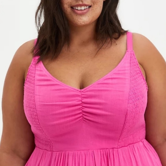 Torrid Lenny Smocked Bodice Midi Dress 00 (10/12) - Picture 5 of 16